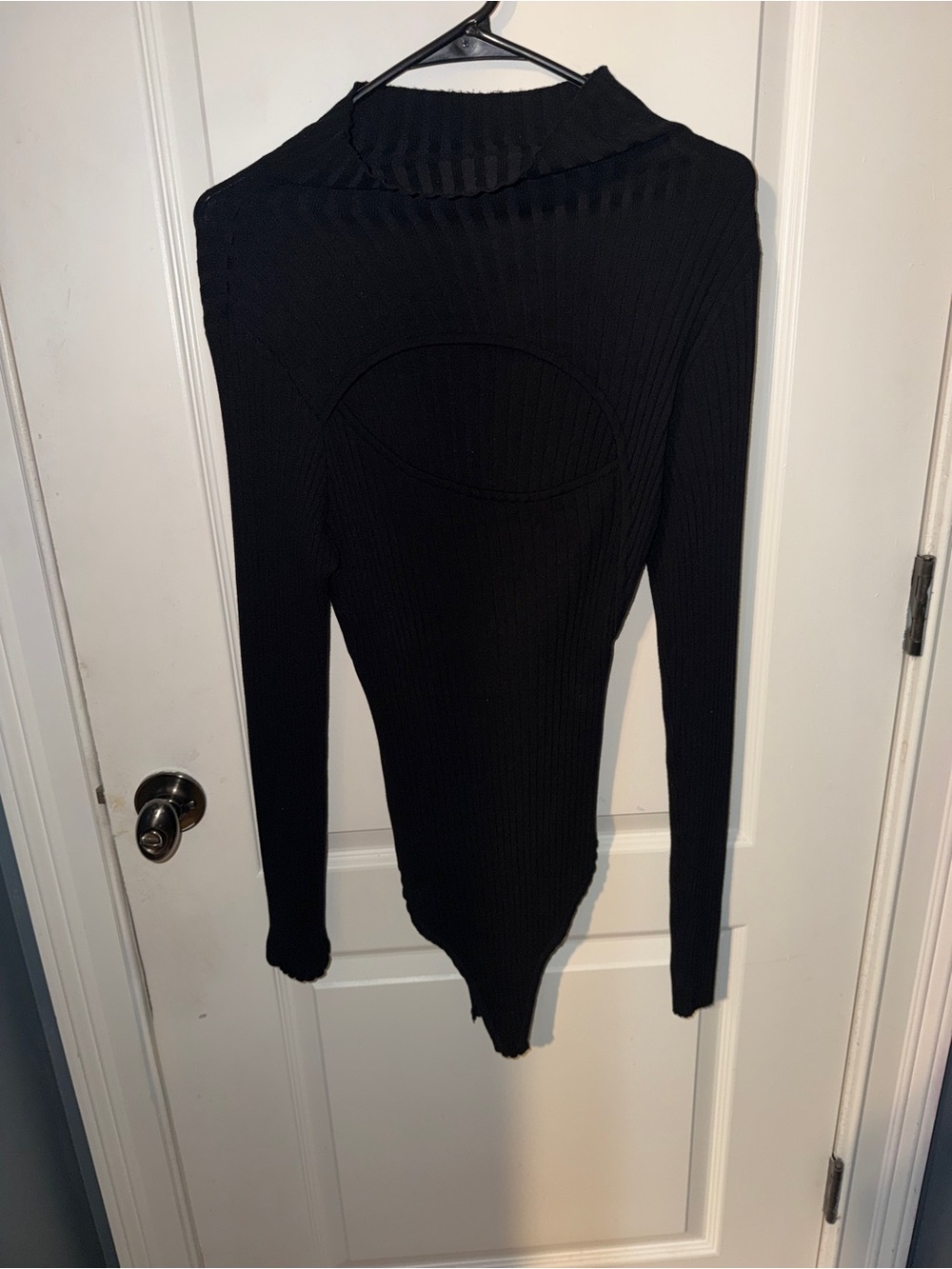 Fashion Nova Black Ribbed Long Sleeve Turtleneck Bodysuit